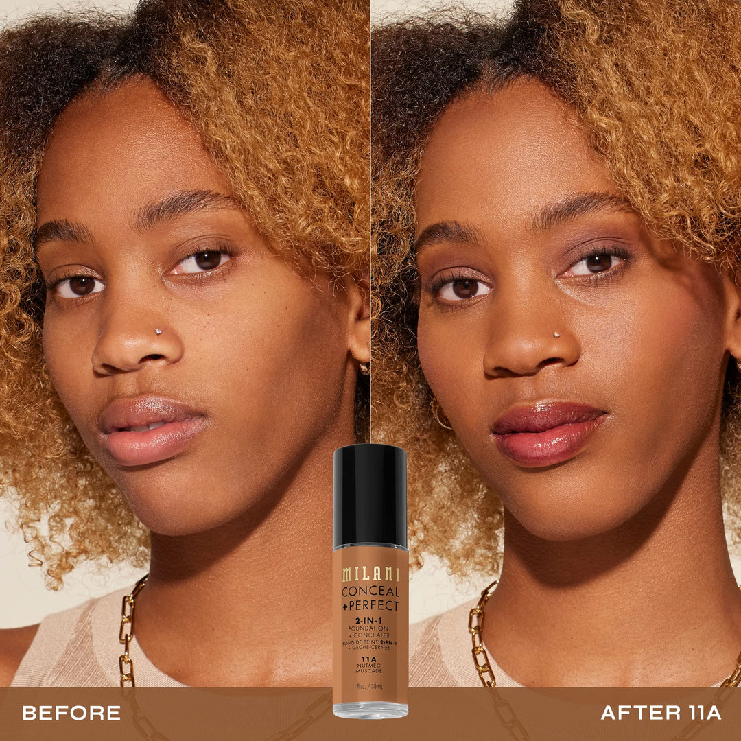 Milani Perfect 2-in-1 Natural Cruelty-Free Liquid Foundation and Concealer (Ivory, 1 Fl. Oz.)