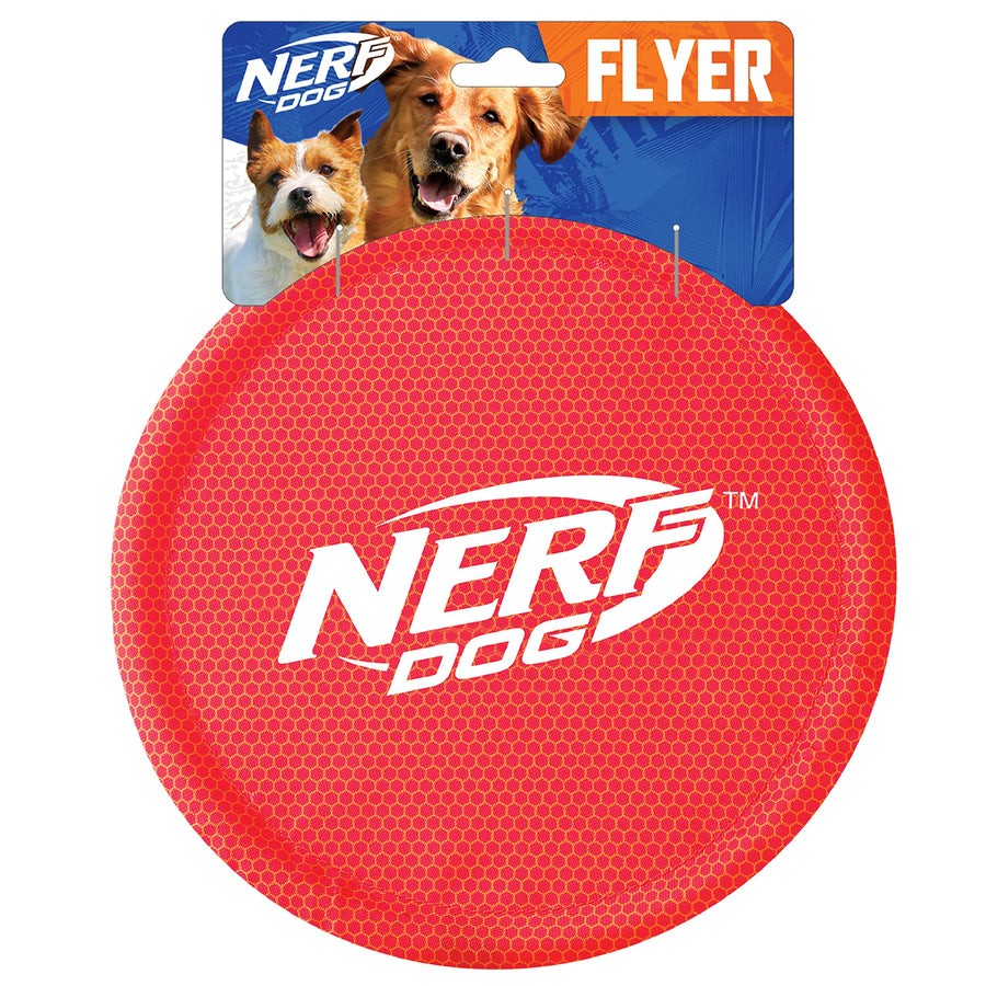 Nylon Flyer Dog Toy, Flying Disc, Lightweight, Durable and Water Resistant, Great for Beach and Pool, 9 inch diameter, for Medium/Large Breeds, Single Unit, Red