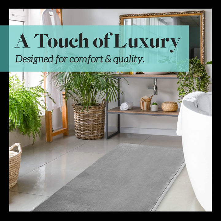 Bath Mats, Non Slip - Grey 17 x 24 Memory Foam Bathroom Rugs - Quick Dry