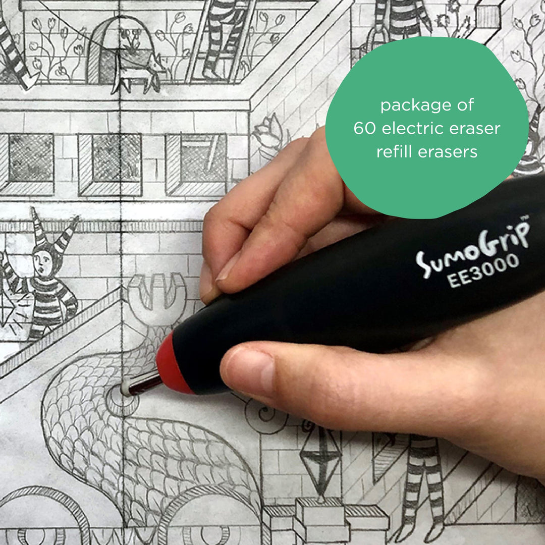 Sakura SumoGrip EE-3000 Electric Eraser Refill - Vinyl Erasers for Mechanical Eraser - 60 White Art Eraser Refills
