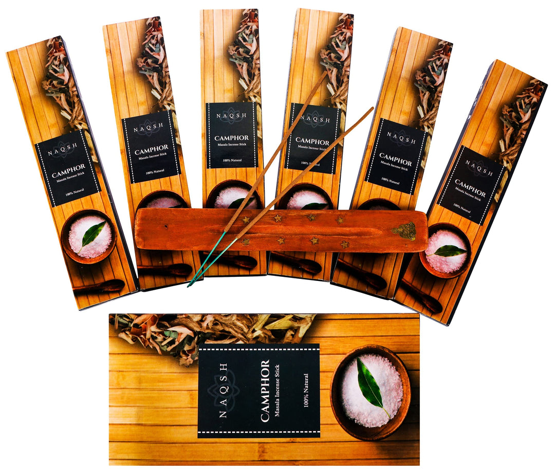 Incense Sticks with Wooden Burner Natural Relaxing | Aromatherapy Incense for Air Purifier, Mind &amp; Spirit &amp; Ritualistic Fragrance | Gift Set (Set of 6 Packs - Total 120 Sticks)
