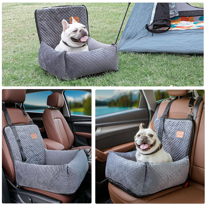 Dog Car Seat Pet Booster Seat Pet Travel Safety Car Seat,The Dog seat Made is Safe and Comfortable,and can be Disassembled for Easy Cleaning (Gray)