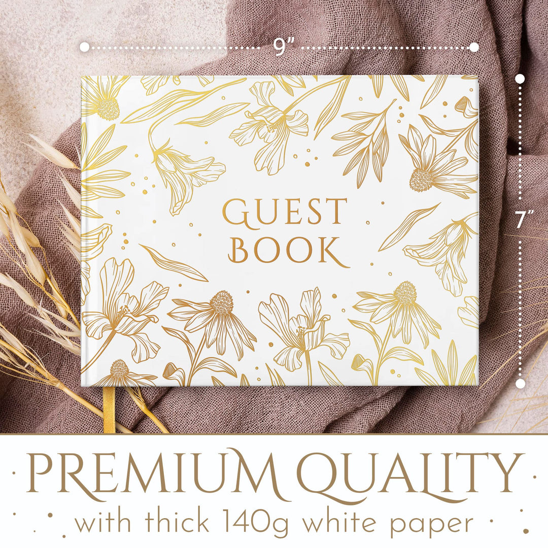 Beautiful Wedding Guest Book , Wedding Guestbook with Silver Pen , Guest Book Wedding with Gold Ribbon , Gold Guest Book , Wedding Guest with Gold Paper Edge , Wedding Book , Guestbook Wedding