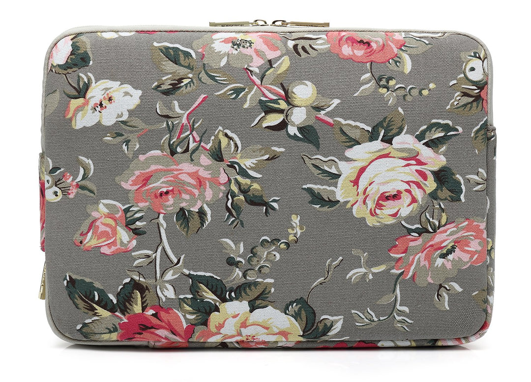 KAYOND Gery Rose Patten Canvas Water-Resistant 13.3 Inch Laptop Sleeve case for 12.5inch 13inch Notebook Computer 12.9 Pocket Tablet