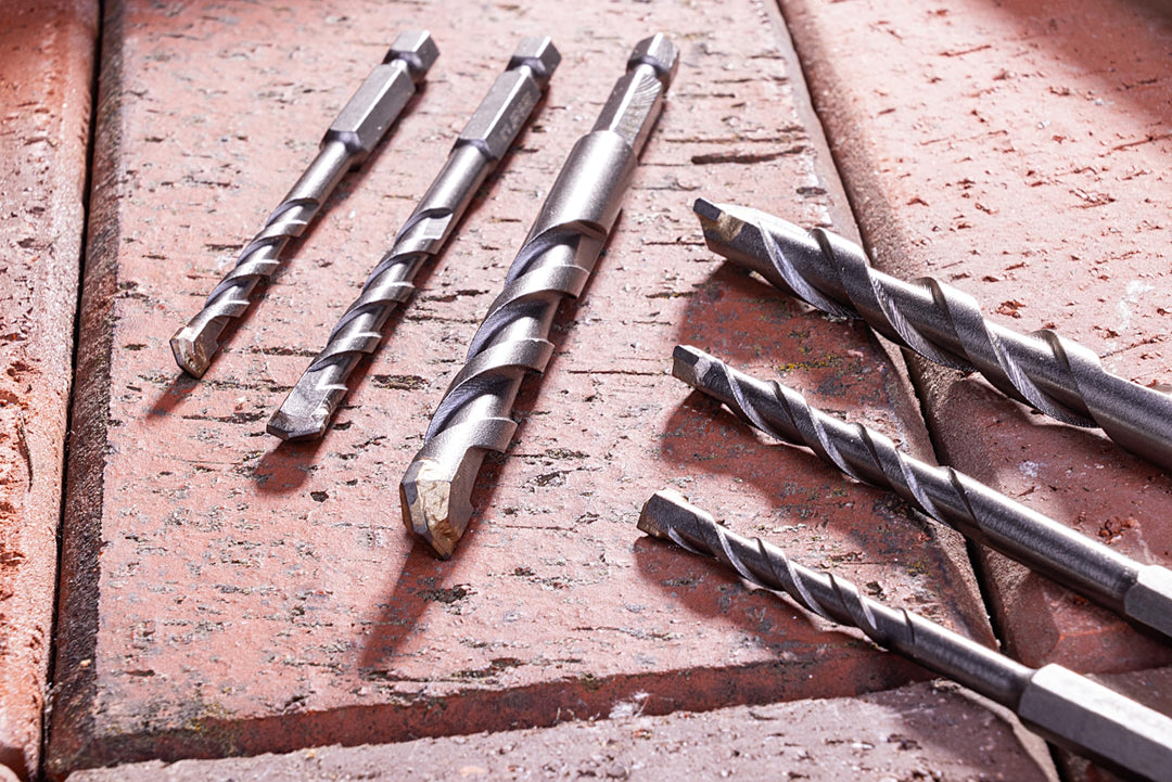 9-Piece Metric Carbide Tipped Masonry Drill Bit Set with 1/4 Hex Shank for Concrete, Brick, Block &amp; Stone, Sizes 5.5(x3)-6.5(x3)-7-8-10mm