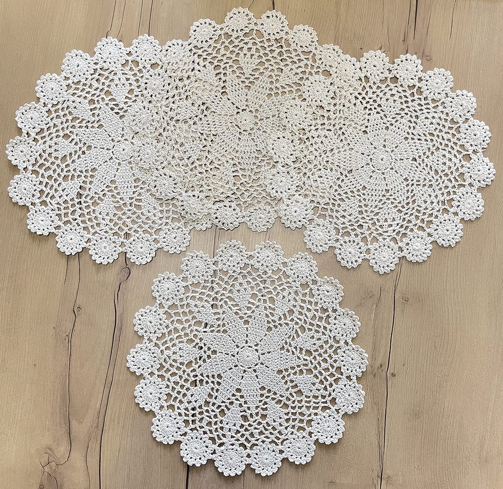 Phantomon 12 Inch Round Doilies Crochet Handmade Lace P