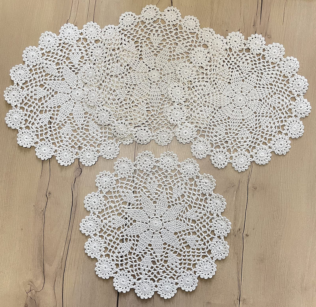 Phantomon 12 Inch Round Doilies Crochet Handmade Lace P