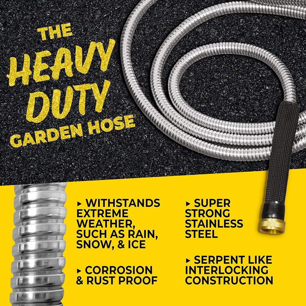 Bionic Steel Pro 75 FT Garden Hose with Nozzle, 304 Stainless Steel Metal Water Hose 75Ft, Flexible Hose, Kink Free, Lightweight and Durable, Crush Resistant Fitting, Easy to Coil, 500 PSI 2024 Model