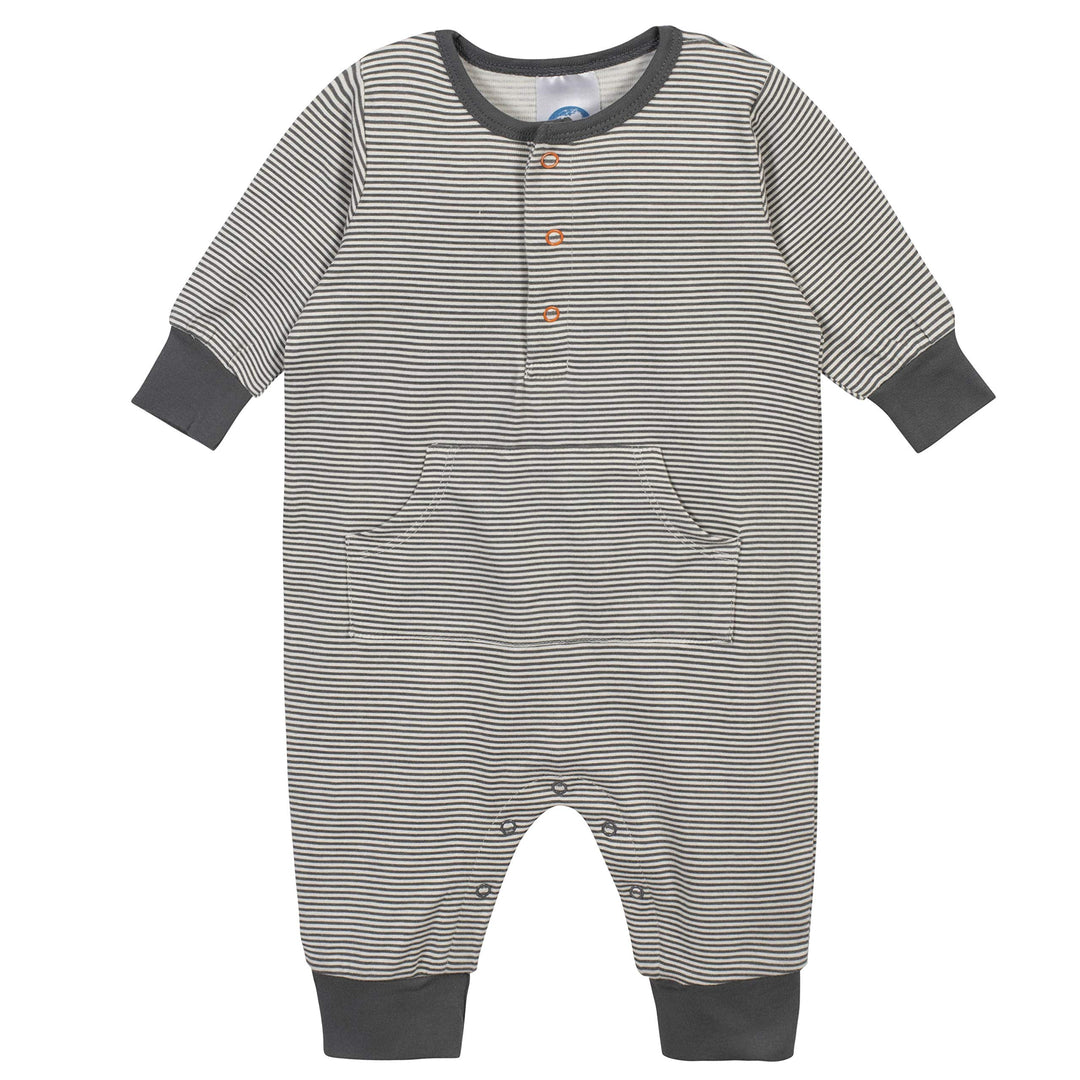 Grow by Gerber Baby Boys 3-Pack Coverall Set, Grey/Ivor