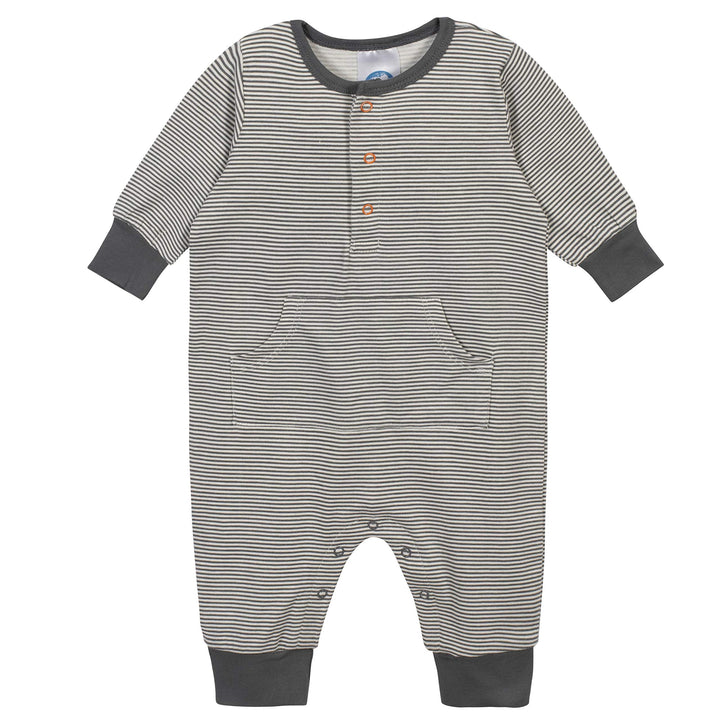 Grow by Gerber Baby Boys 3-Pack Coverall Set, Grey/Ivor