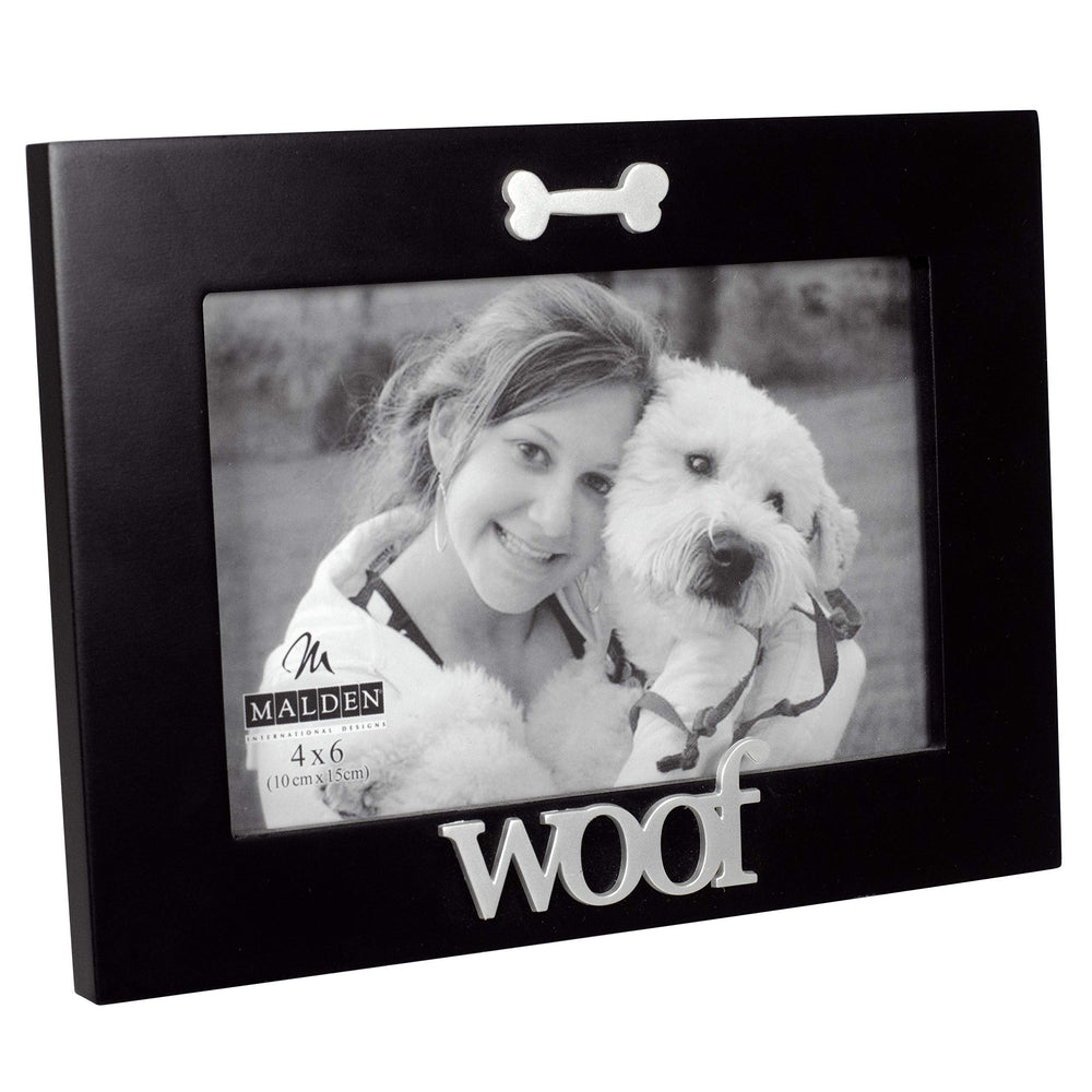 International Designs Black Wood Expression Picture Frame, Woof, 4x6, Black