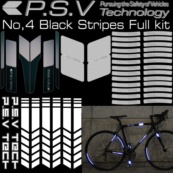 Stripes Full Kit Reflector kit for Bicycle Frame and Wheel Reflect Improve Visibility at Night and Bad Weather (Black)