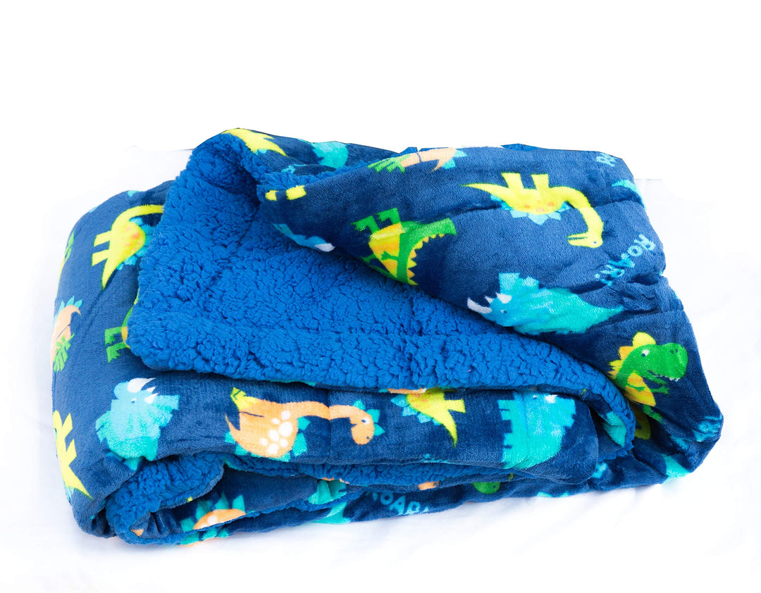 Kids Soft &amp; Warm Sherpa Baby Toddler Boy Sherpa Blanket Dark Blue Navy Dinosaurs Printed Borrego Stroller or Toddler Bed Blanket Plush Throw 40X50# Dinosaur Navy