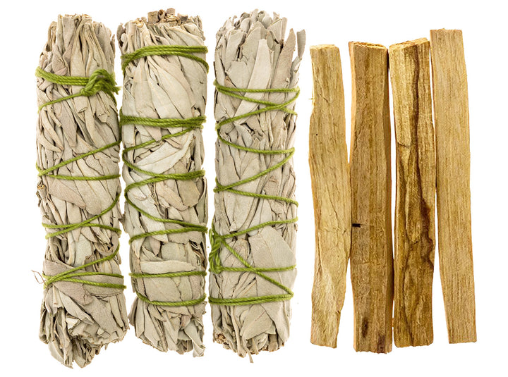 White Sage and Palo Santo Incense Set - Smudge Kit Refill for Altar Supplies, Meditation Tools, Home Fragrance, Smudging Ceremonies and Rituals Made