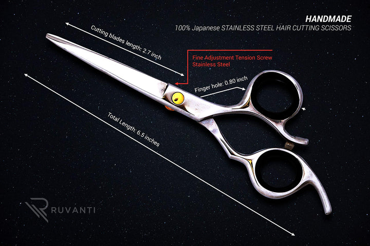 Ruvanti Left Handed Hair Cutting Scissors 6.5” - Professional Shears, Sharp Hairdressing/Haircutting Scissors for Men/Women