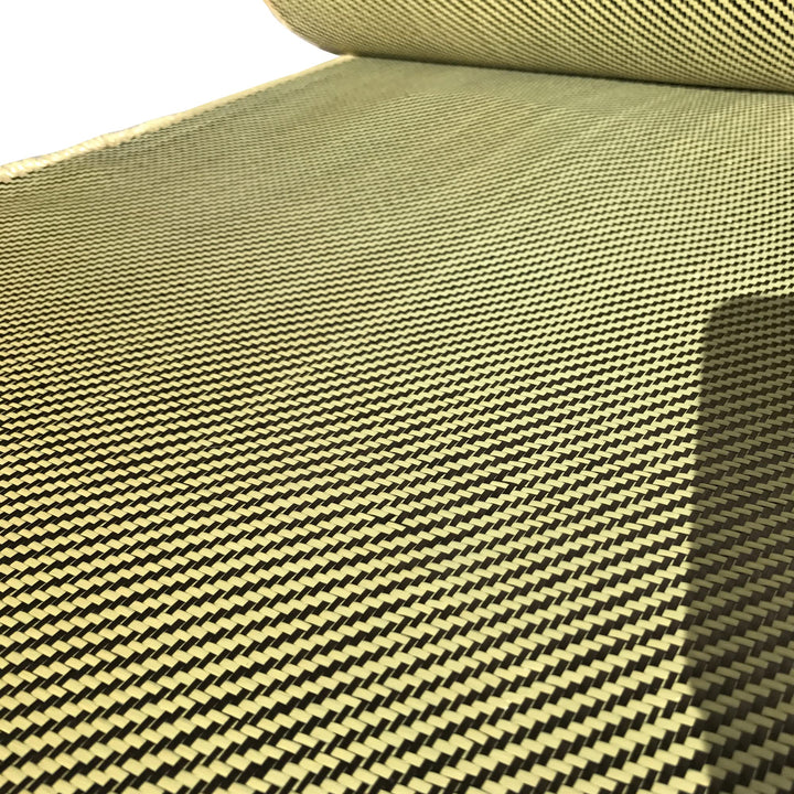 - 1 Meter Wide (39.8 in) - Carbon Fiber Aramid Fabric - Yellow - 3K - 240g/meter - Twill Weave Wide Hemmed Fabric for Repair, DIY Projects