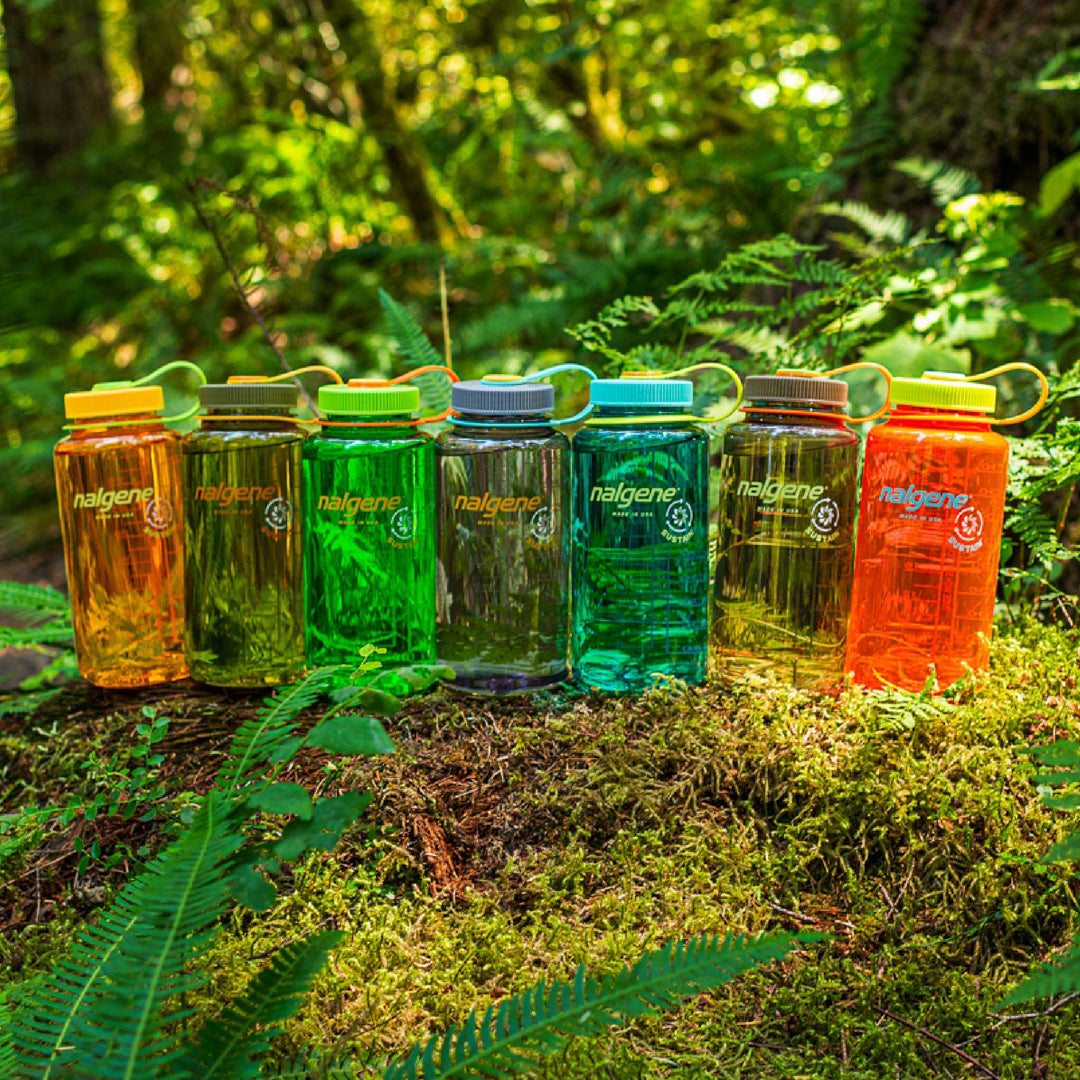 Nalgene Tritan Wide Mouth BPA-Free Water Bottle, Clear w/ Green Cap, 32 oz