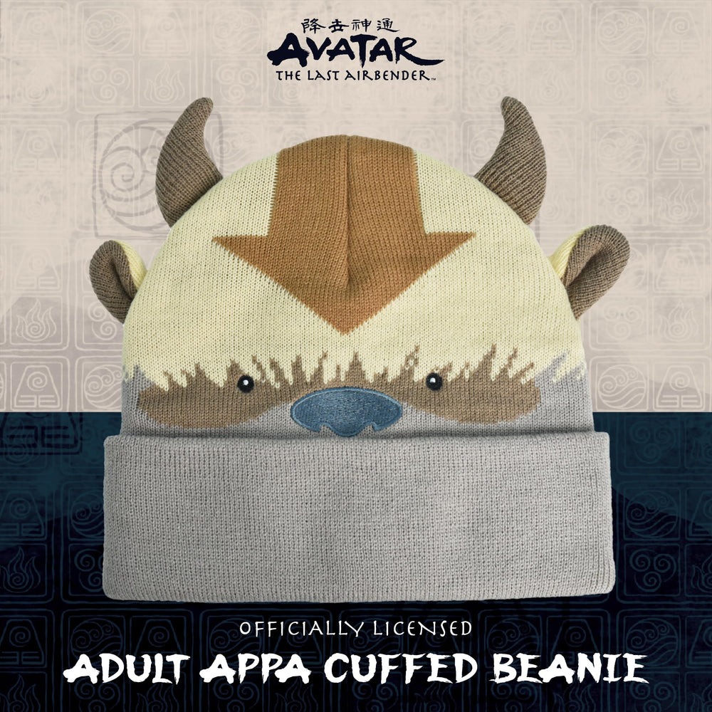 Avatar The Last Airbender Appa Acrylic Knitted Winter with Cuff Beanie Hat, Multi, One Size