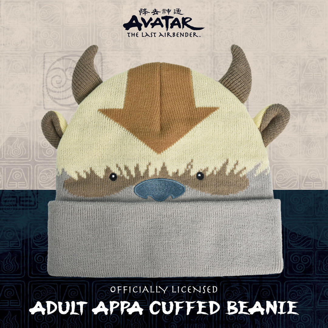 Avatar The Last Airbender Appa Acrylic Knitted Winter with Cuff Beanie Hat, Multi, One Size