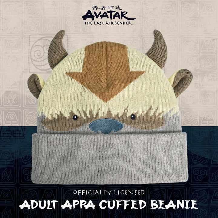 Avatar The Last Airbender Appa Acrylic Knitted Winter with Cuff Beanie Hat, Multi, One Size