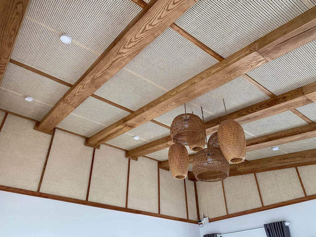 24 Width Natural Rattan Webbing for Caning Projects | 24 W x 5 ft L | Pre-Woven Open Mesh Cane - Cane Webbing Sheet- Natural Rattan Cane Webbing roll (5 FEET)