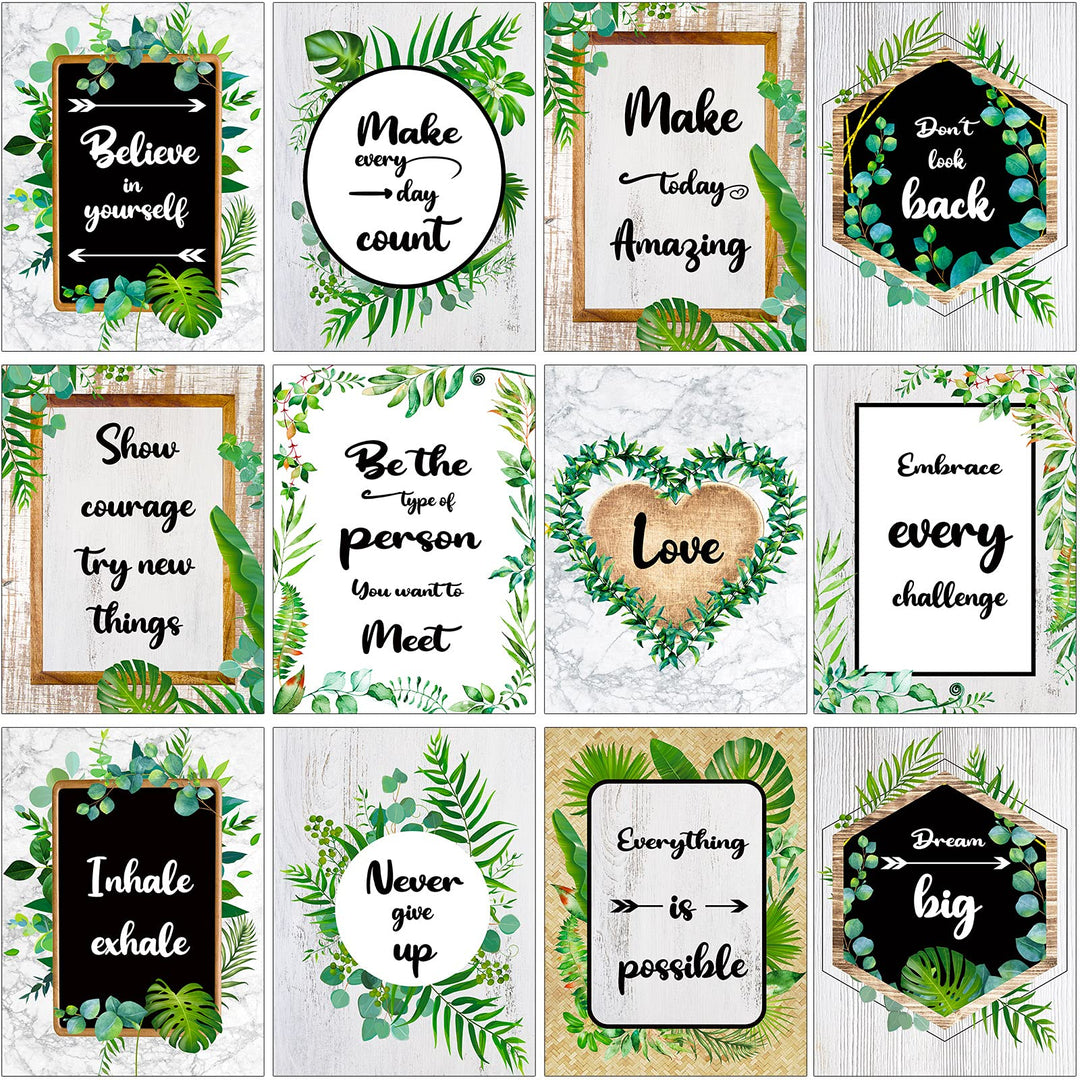 12 Pieces Inspirational Wall Posters Motivational Posters Inspirational Bulletin Board Decorations Simply Boho Poster Positive Quote Wall Poster Art Prints for Office (Classic Style, 11 x 14 Inch)