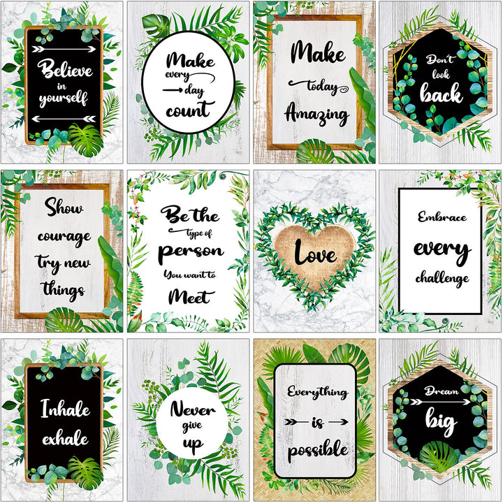 12 Pieces Inspirational Wall Posters Motivational Posters Inspirational Bulletin Board Decorations Simply Boho Poster Positive Quote Wall Poster Art Prints for Office (Classic Style, 11 x 14 Inch)