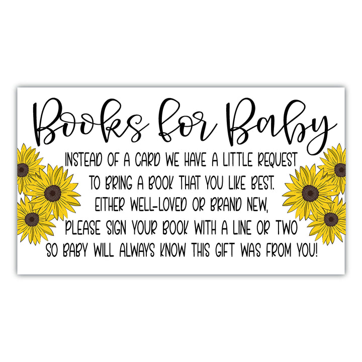 50 Sunflower Books for Baby Shower Request Cards - Invitation Inserts
