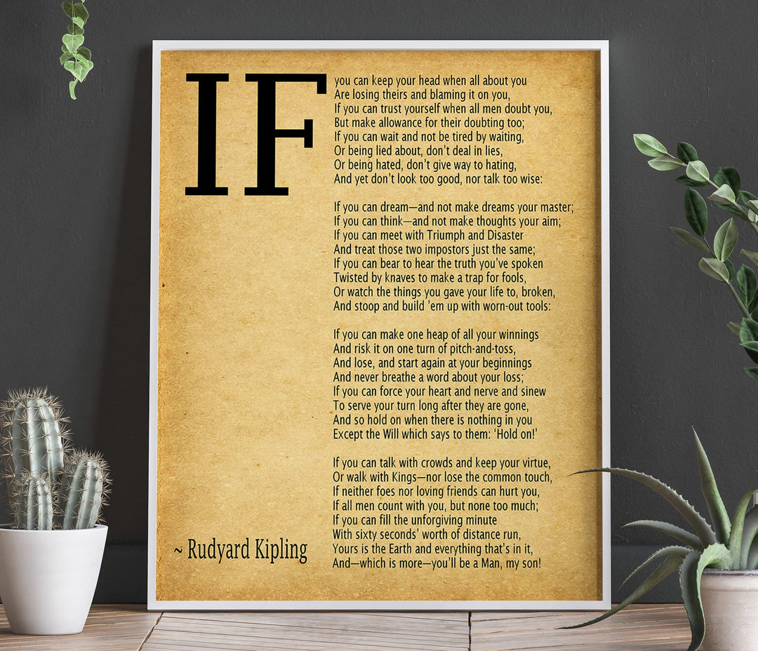 IF Poem Art Print IF Poem by Rudyard Kipling Art Print IF Poster If Poem Poster If Poem Print If Poem Wall Art If you can If by Kipling Poem (8.3 x 11.7 (A4), Vintage)