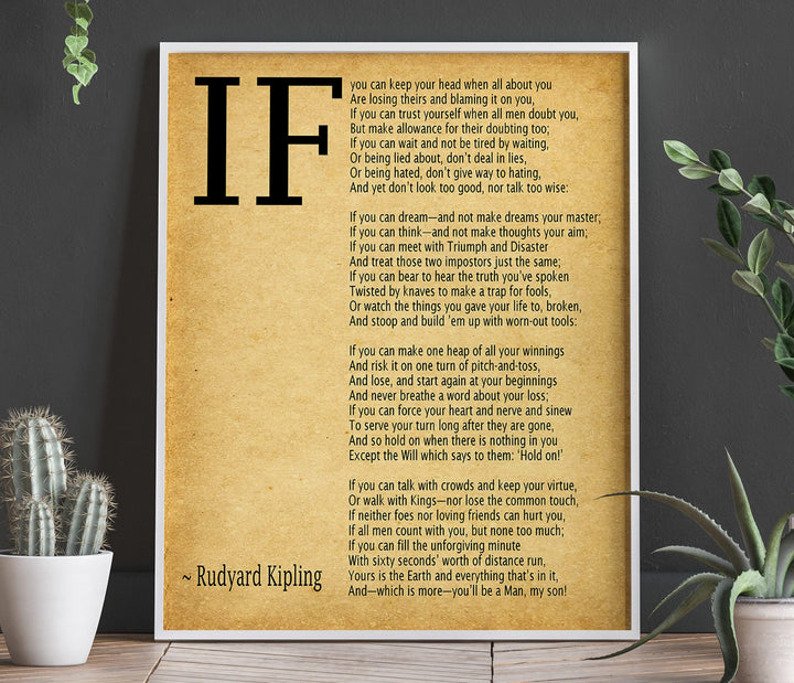 IF Poem Art Print IF Poem by Rudyard Kipling Art Print IF Poster If Poem Poster If Poem Print If Poem Wall Art If you can If by Kipling Poem (8.3 x 11.7 (A4), Vintage)