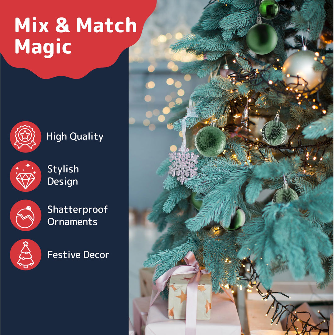 Prextex Christmas Tree Ornaments - Emerald Green Christ