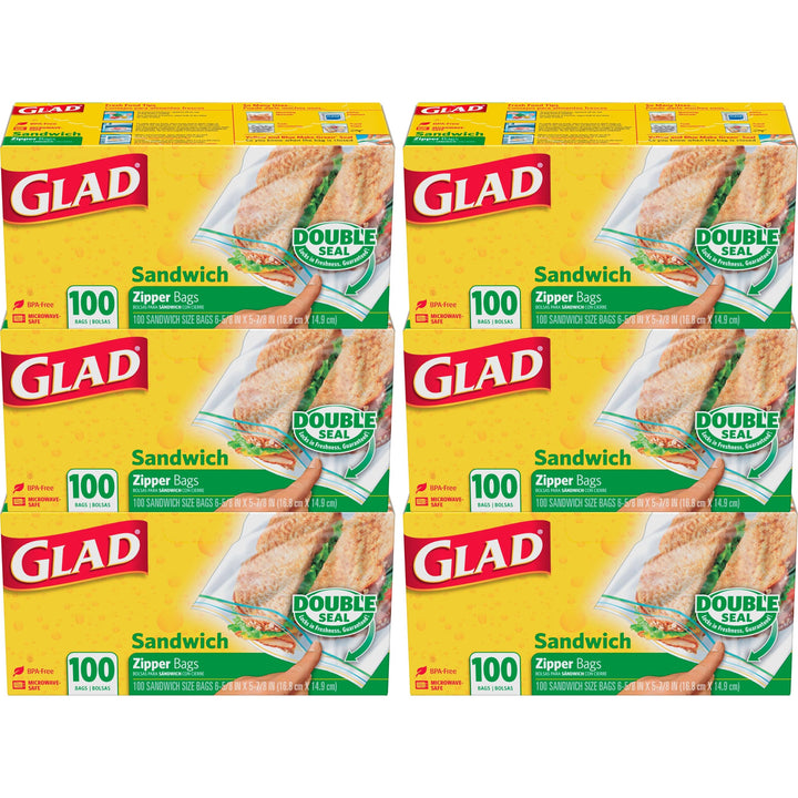 Glad Zipper Food Storage Plastic Bags - Sandwich - 100 