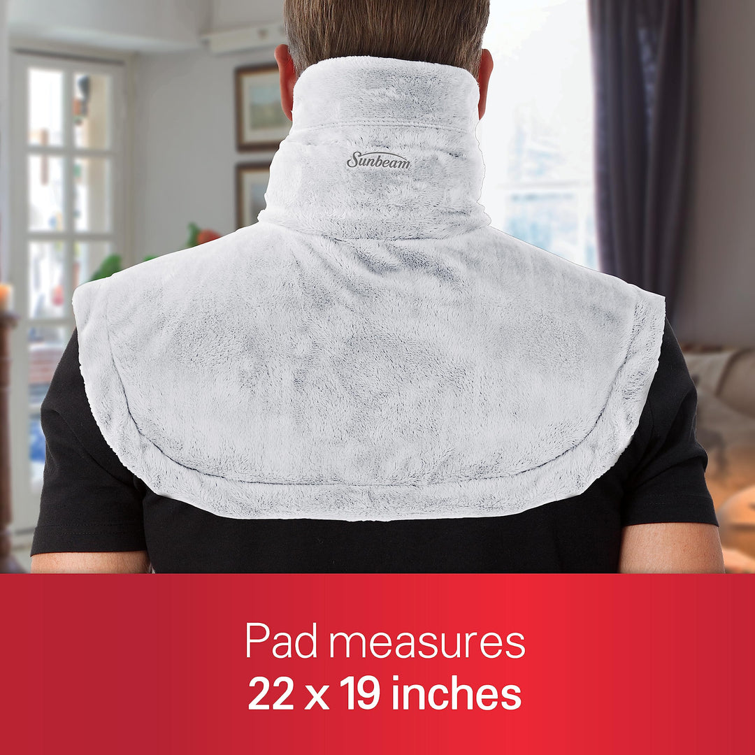 Contoured Heating Pad for Neck &amp; Shoulder Pain Relief with Auto Shut Off, Moist Heating Option, 22 x 19, Grey