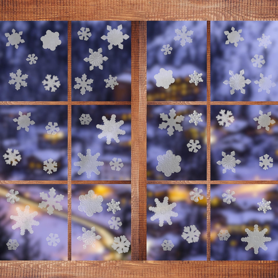 Iconikal Gel Cling Window Decorations Snowflakes, Trans