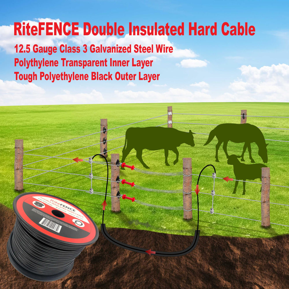 Electric Fence Double Insulated Underground Hard Cable (164Ft, 12-1/2Gauge)