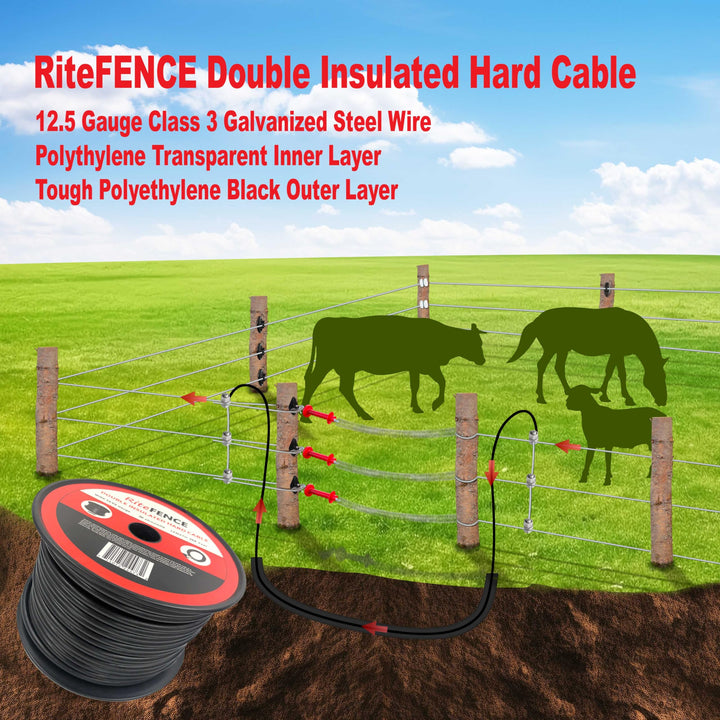 Electric Fence Double Insulated Underground Hard Cable (164Ft, 12-1/2Gauge)