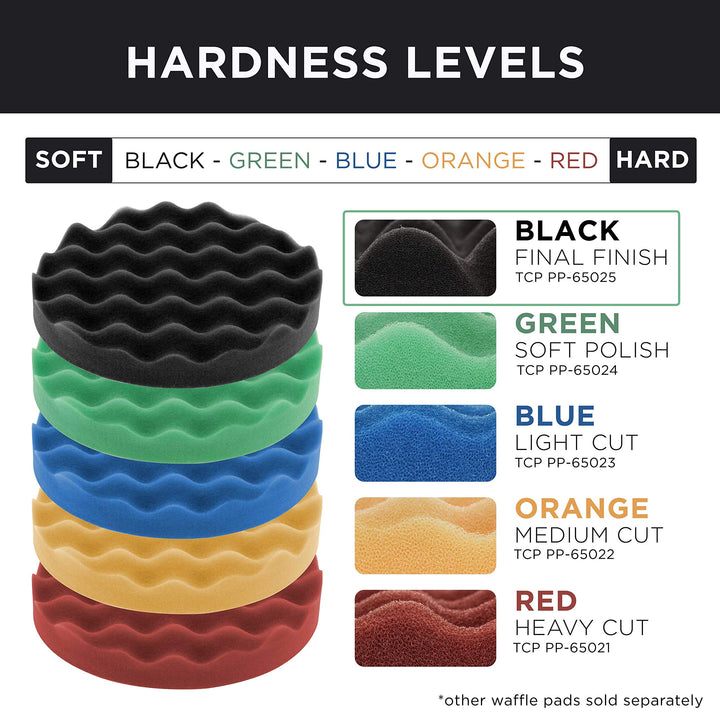 6.7 Black Waffle Final Finishing Grip Foam Polish Pad - DA Hook &amp; Loop