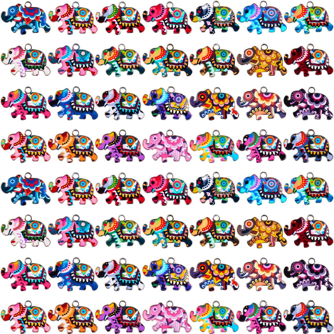 56 Pieces Elephant Charms Elephant Bracelet Jewelry Charms Elephant Pendant Charms for Jewelry Making Earring DIY Keychain