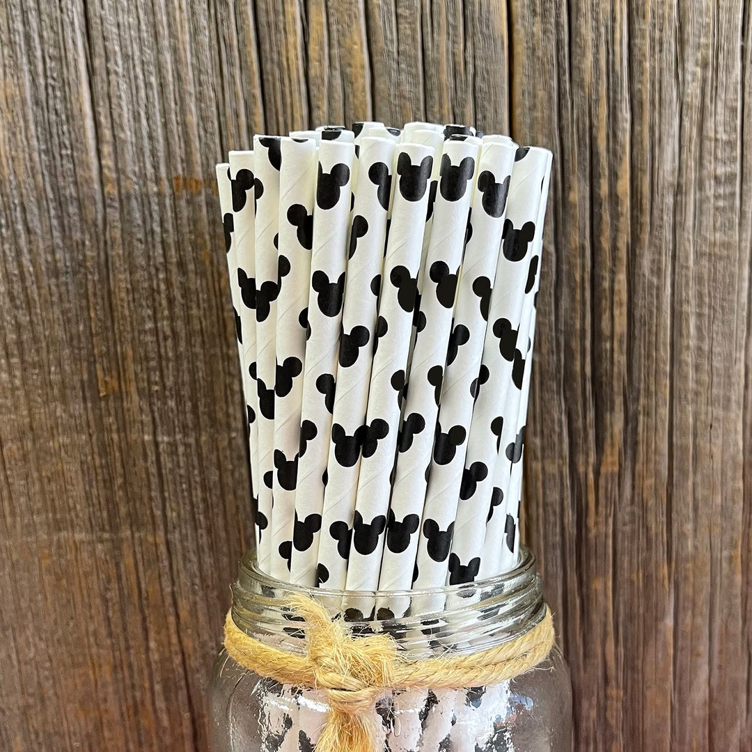 Mickey Mouse Inspired Paper Straws - Mouse Ears - Black