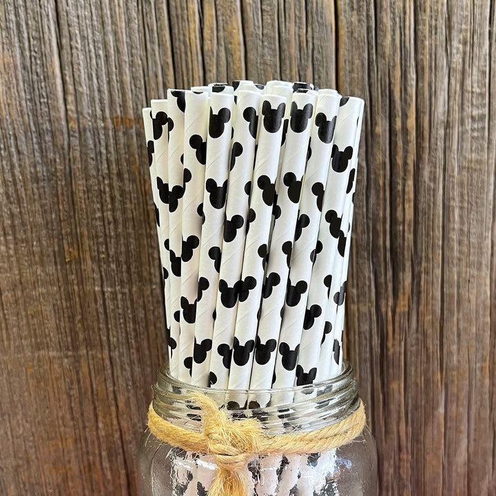 Mickey Mouse Inspired Paper Straws - Mouse Ears - Black
