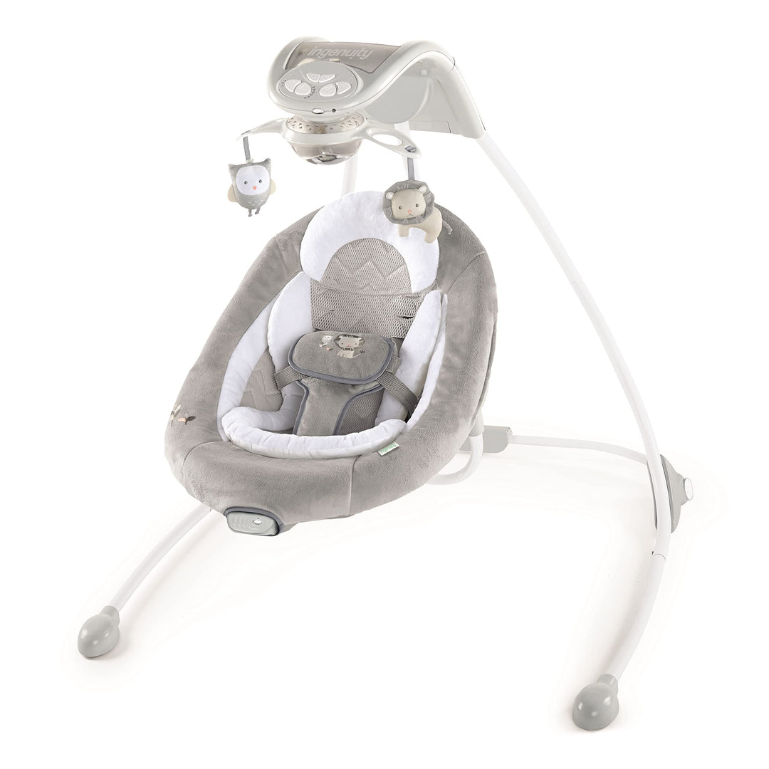 Ingenuity InLighten Baby Swing - Cool Mesh Fabric, Vibrations, Swivel Infant Seat, Nature Sounds, Light Up Motorized Mobile - Braden