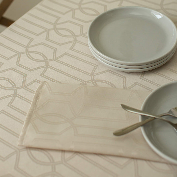 Orelle SPILLPROOF Jacquard Tablecloth, 60 in x 120 in, Cream