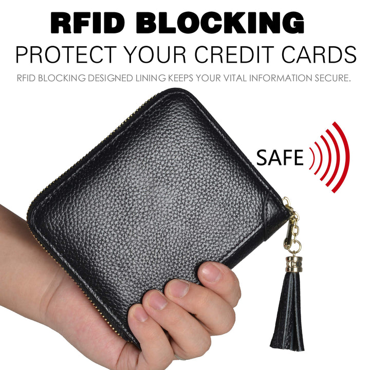 Easyoulife Womens Credit Card Holder Wallet Zip Leather