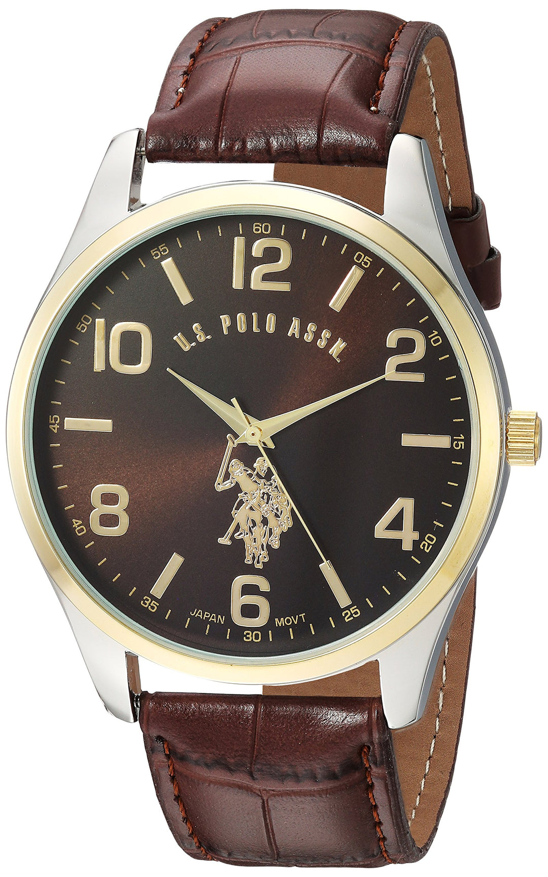 U.S. Polo Assn. Classic Men&#39;s USC50225 Watch with Brown Faux-Leather Strap