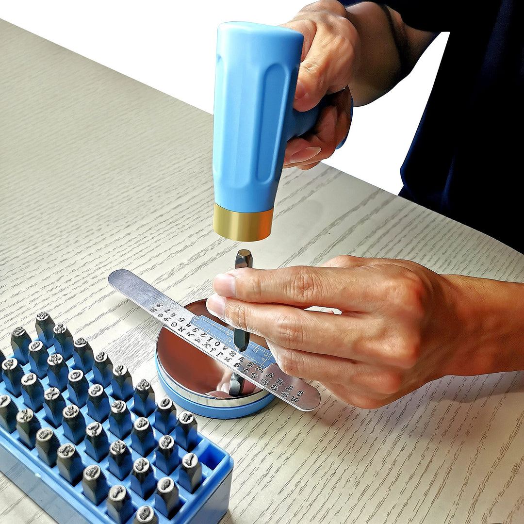 QueenLeather 36PCS 3mm (1/8) Letter &amp; Number Metal Stamping Kit Uppercase Steel Punch Making Set Press Tool for Imprinting Jewelry Wood Leather (Cursive Font)