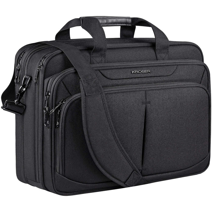 Laptop Bag Expandable Lightweight Briefcase for 17.3 Laptop Premium Business Work Bag Water-Repellent Messenger Bag with RFID Pockets for Travel/Women/Men-Black