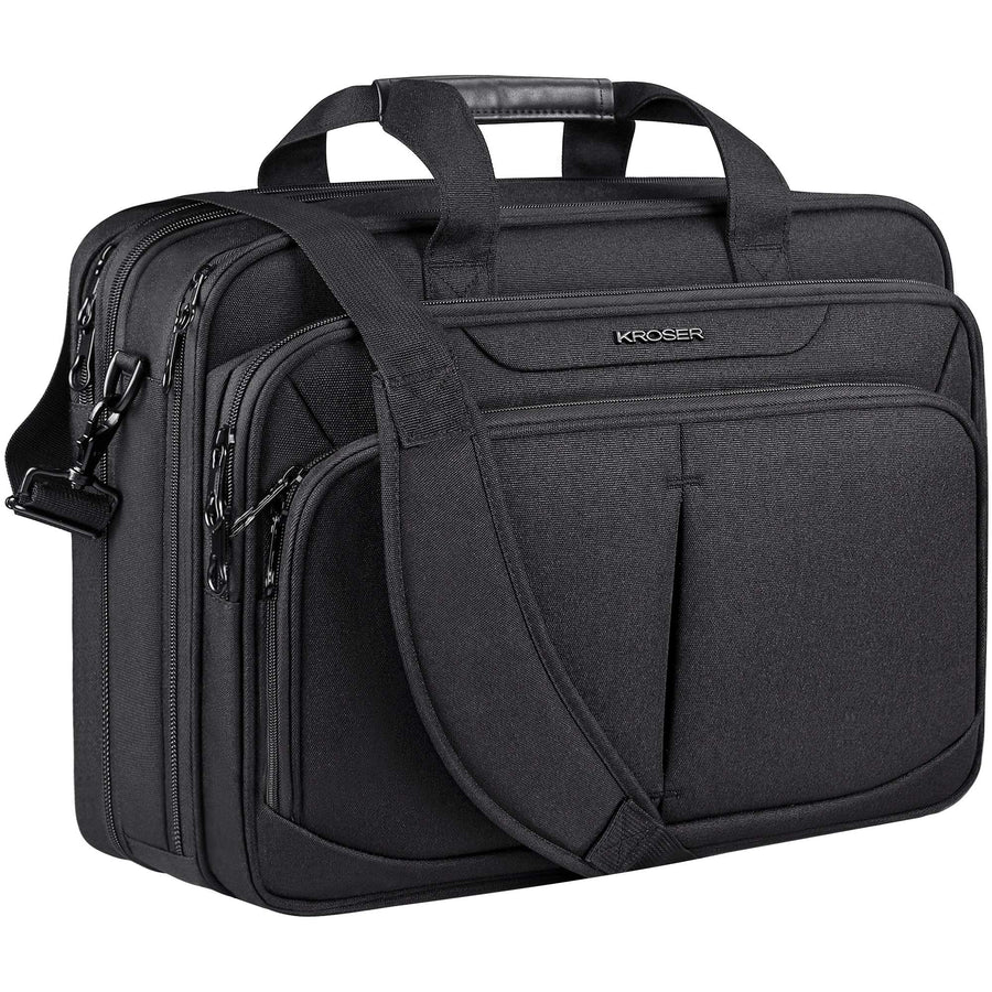 Laptop Bag Expandable Lightweight Briefcase for 17.3 Laptop Premium Business Work Bag Water-Repellent Messenger Bag with RFID Pockets for Travel/Women/Men-Black