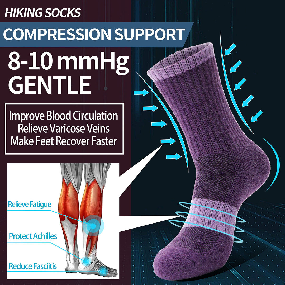 Merino Wool Socks for Women Hiking Thermal Warm Winter Boot Work Crew Cushion Ladies Socks 5 Pairs Gift (Assorted(5 Pairs),M)