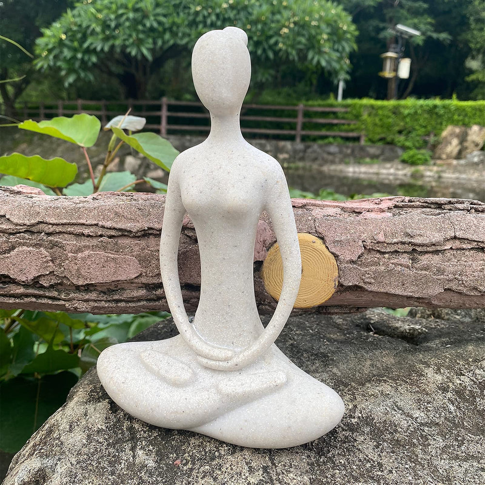 Yoga Figure Figurine Ornament for Home, Zen Buddhist Namaste Yoga Statue Sculpture Indoor & Outdoor Decor for Birthday Mothers Day