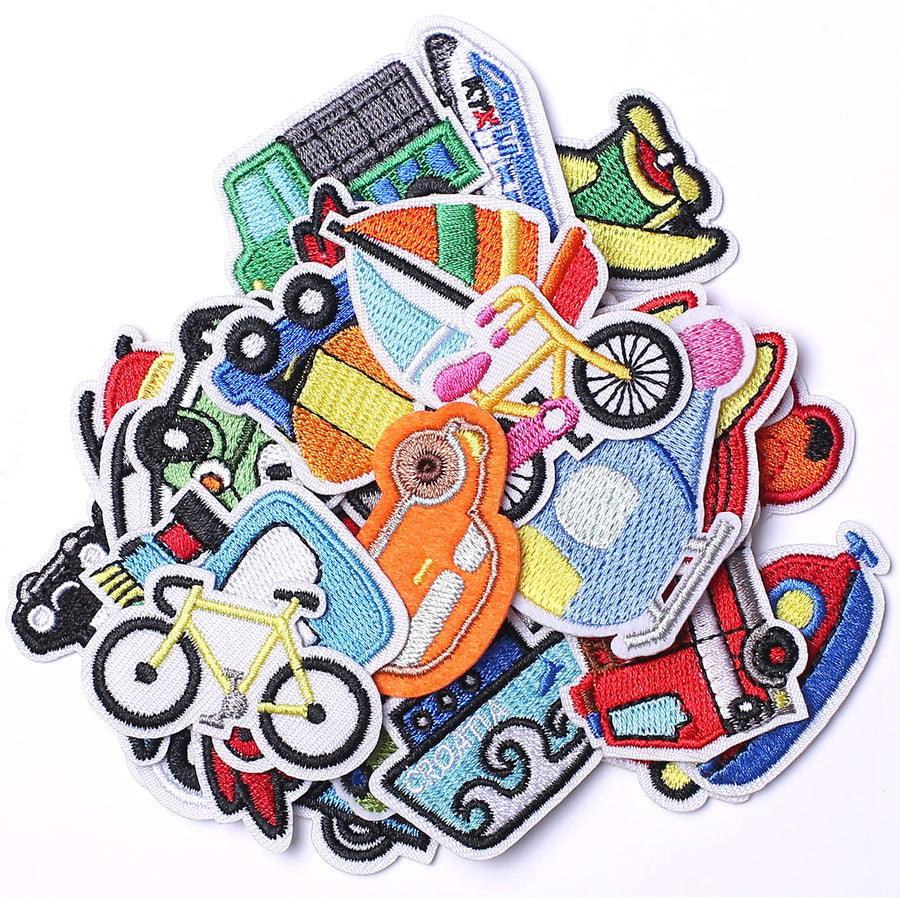 Embroidered Car Patches, Cute Car and Vehicle Iron on/Sew on Patches Applique for Clothes, Dress, Hat, Jeans, Backpacks, DIY Accessories (Pack of 30)
